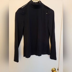 TAHARI BLACK CUT OUT SHOULDER LONG SLEEVE TOP